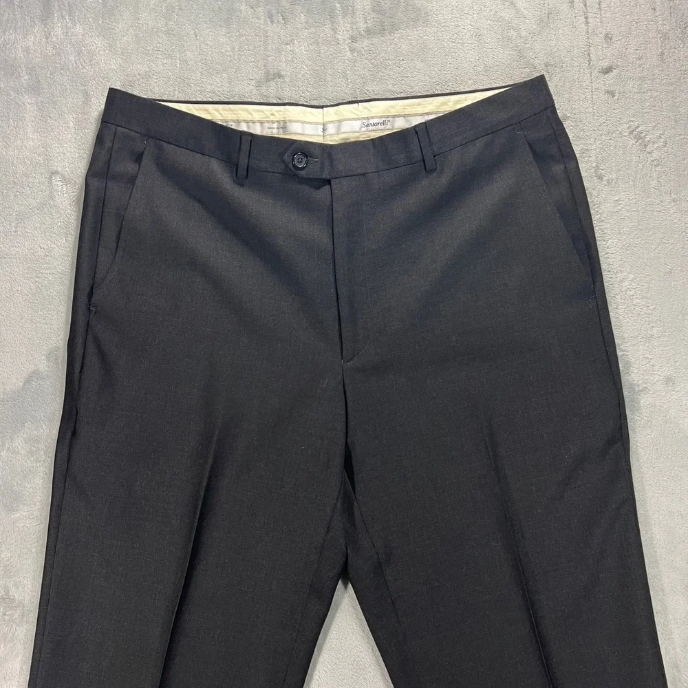 Santorelli Romeo Dress Pants Mens 38x28 Charcoal Grey‎ Good Italian Virgin Wool